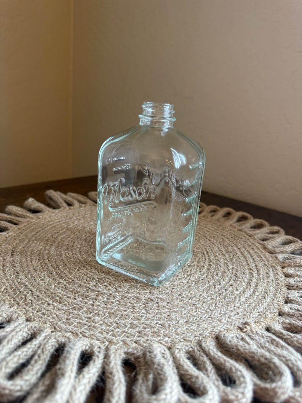 Mason Craft & More Square Glass Vase Embossed Measurement Jar Clear Glass Bottle